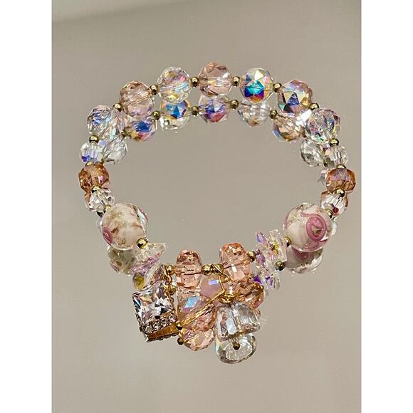 Pink Swarovski Beaded Charm Bracelet - Picture 1 of 16